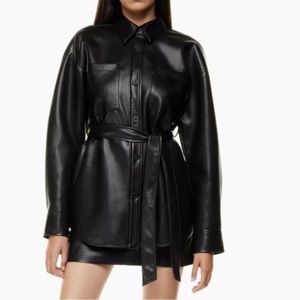 Babaton Aritzia Ava shirt Jacket in black vegan leather (size small)